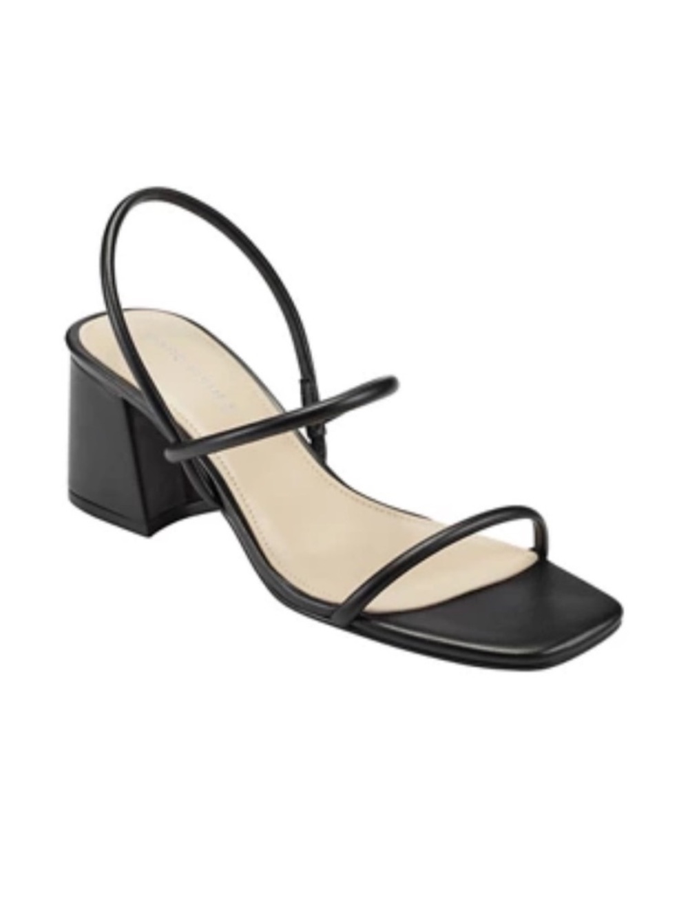Marc Fisher Black Minimalist Strappy Block Heel Sandals